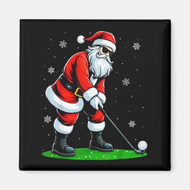 Christmas Golf Santa Golfer Xmas Funny Christmas G Magnet (Framsidan)
