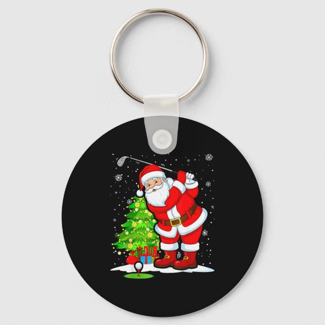 Christmas Golf Santa Golfer Xmas Funny Christmas G Nyckelring (Framsida)