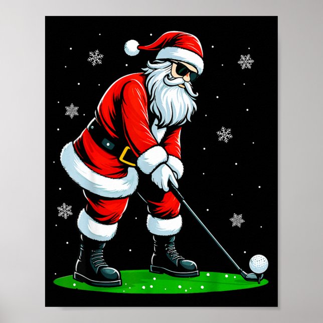 Christmas Golf Santa Golfer Xmas Funny Christmas G Poster (Framsidan)