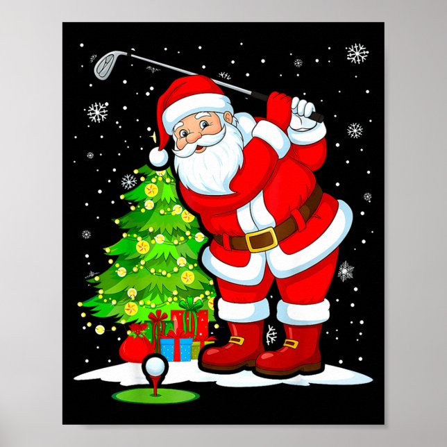 Christmas Golf Santa Golfer Xmas Funny Christmas G Poster (Framsidan)