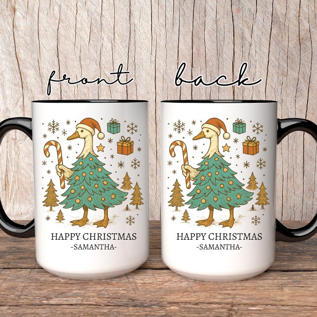 Christmas Goose Tree Coffee Mug Gift for Coworker Mugg (goose christmas tree mug, custom christmas mug, funny holiday mug, personalized christmas gift,)