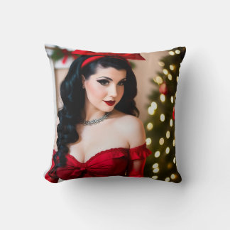 Christmas Goth Girl Holly Holiday Ornament Kudde