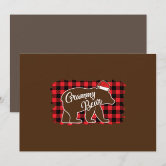 Christmas Grammy Bear Christmas Red Plaid Buffalo Inbjudningar
