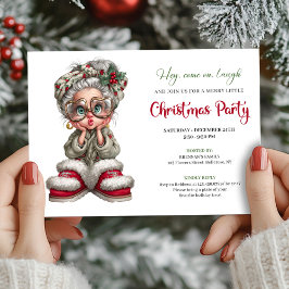 Christmas Grandma Cartoon Party Event Invitation Inbjudningar