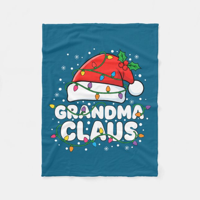 Christmas Grandma Claus Santa Hat Christmas Lights Fleecefilt (Framsidan)