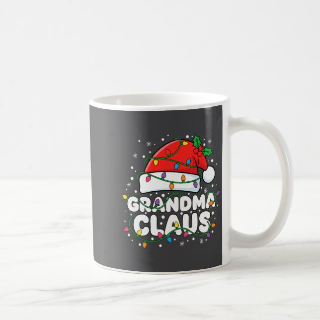 Christmas Grandma Claus Santa Hat Christmas Lights Kaffemugg (Höger)
