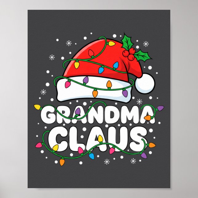 Christmas Grandma Claus Santa Hat Christmas Lights Poster (Framsidan)