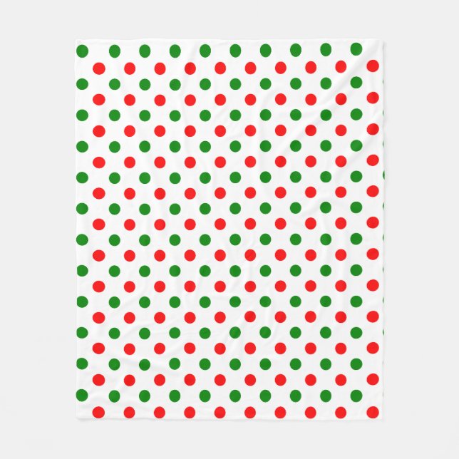 Christmas - Green and Red Polka Dots Pattern   Fleecefilt (Framsidan)