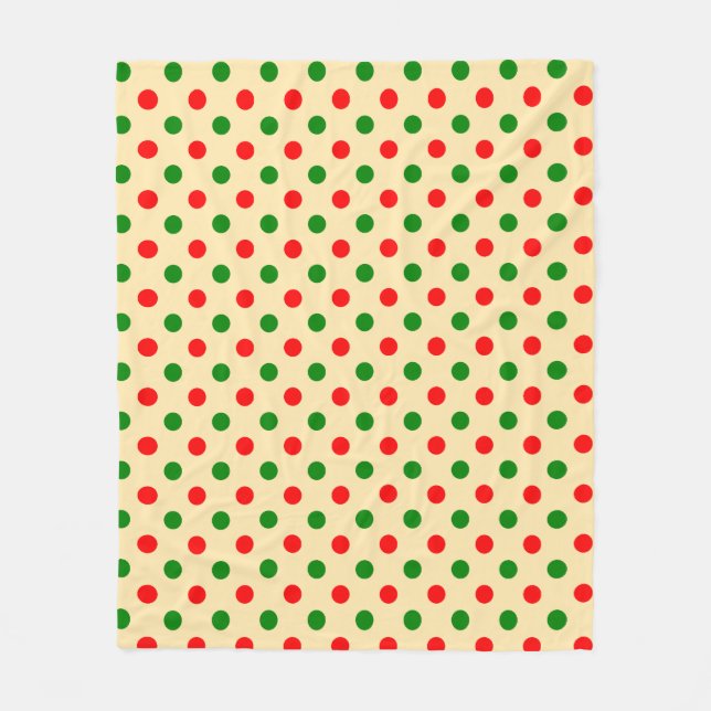 Christmas - Green and Red Polka Dots Pattern   Fleecefilt (Framsidan)