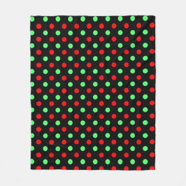 Christmas - Green and Red Polka Dots Pattern   Fleecefilt