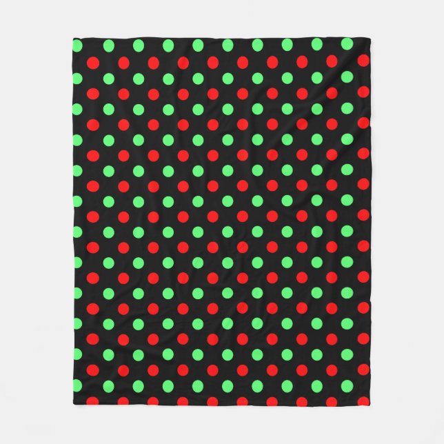Christmas - Green and Red Polka Dots Pattern   Fleecefilt (Framsidan)