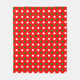 Christmas - Green and White Polka Dots Pattern   Fleecefilt