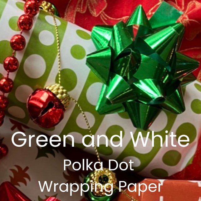 Christmas Green and White Polka Dots Presentpapper (Skapare uppladdad)