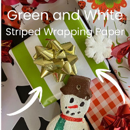 Christmas Green and White Striped Presentpapper
