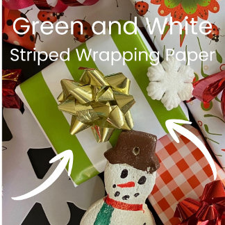 Christmas Green and White Striped Presentpapper