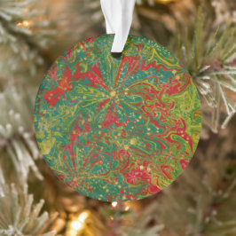 Christmas Green Red Gold abstract marbled acrylic 