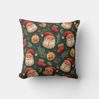Christmas Green Santa Cookie Pillow Cushion Kudde