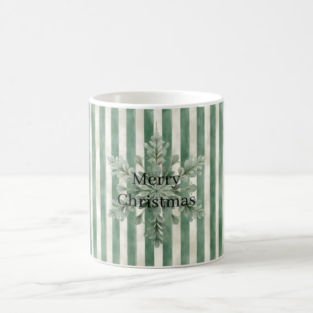 Christmas Green Stripes Snowflake Kaffemugg (Center)