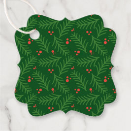 Christmas Greenery Berries Artisan Modern Holiday Gåvor Etiketter