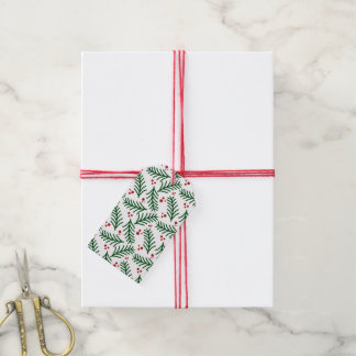Christmas Greenery Berries Artisan Modern Holiday Presentetikett