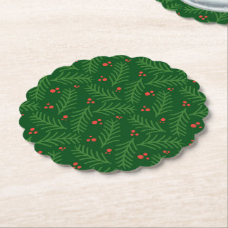 Christmas Greenery Berries Festive Holiday Party Underlägg Papper