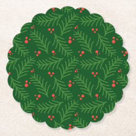 Christmas Greenery Berries Festive Holiday Party Underlägg Papper