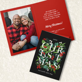 CHRISTMAS Greenery Berries-fotokort Kort