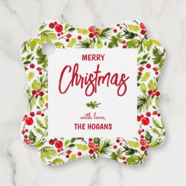 Christmas Greenery Berries Holiday Gåvor Etiketter