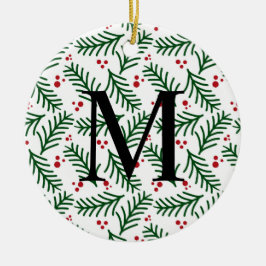 Christmas Greenery Berries INITIAL Modern Holiday Julgransprydnad Keramik