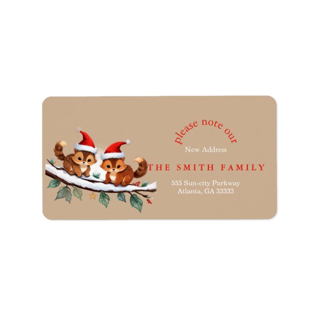 Christmas Greenery & Berry New Address  Adressetikett (Framsidan)