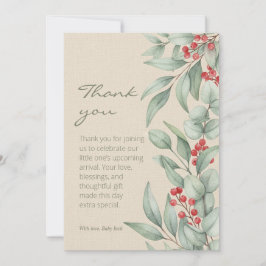 Christmas Greenery Berry Winter Baby Shower Tack Kort