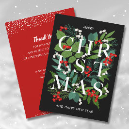 CHRISTMAS Greenery Business Tack Julkort