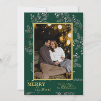Christmas Greenery Pesonalized Photo Card Julkort