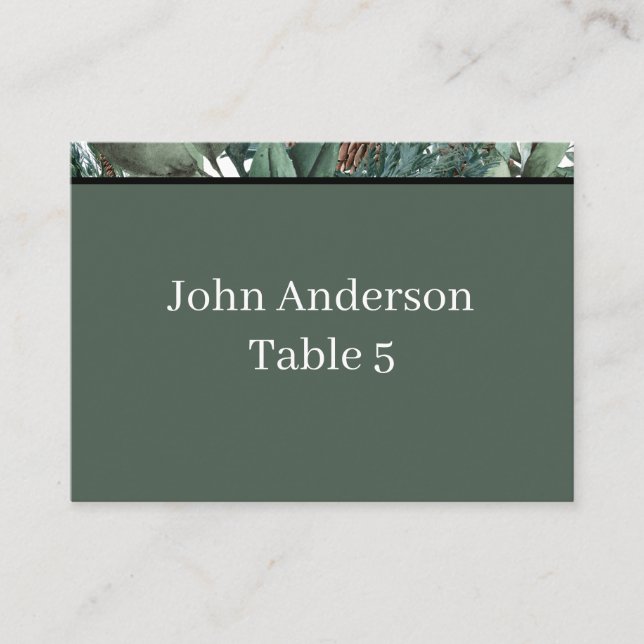 Christmas Greenery Place Card Placeringskort (Framsida)