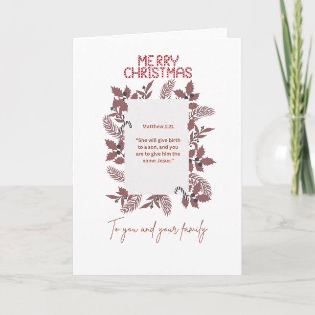 Christmas Greeting Card-matthew1:21 Kort (Framsida)