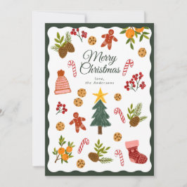 Christmas Greeting Card With Seasonal Items Julkort