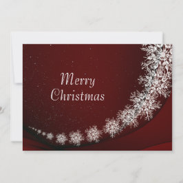 Christmas Greeting Crystal Snowflakes Red Rustic Julkort