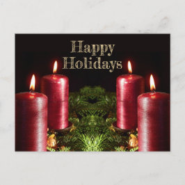 Christmas Greeting Red Candles Winter Holidays Vykort