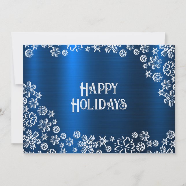 Christmas Greeting White Snowflakes Navy Blue Julkort (Framsida)