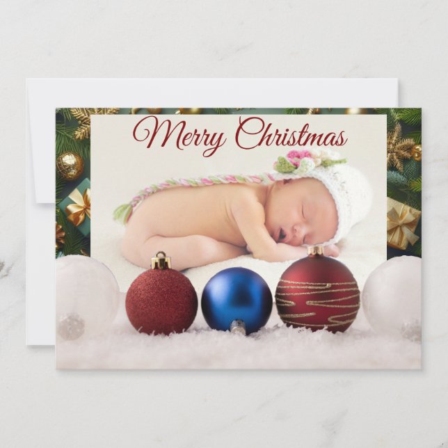 Christmas Greeting With Beautiful Baby Tack Kort (Framsida)