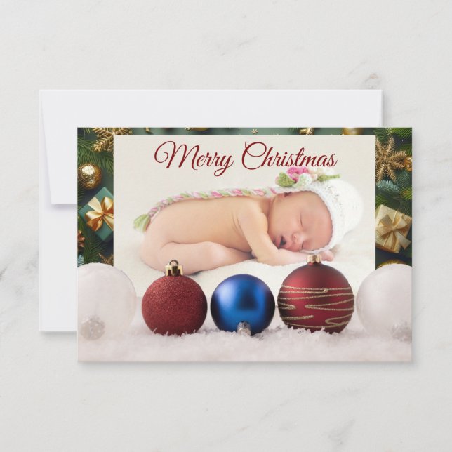 Christmas Greeting With Beautiful Baby Tack Kort (Framsida)