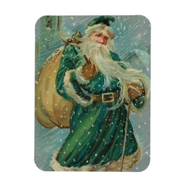 Christmas Greetings-Retro Santa Claus Postcard Magnet (Vertikal)