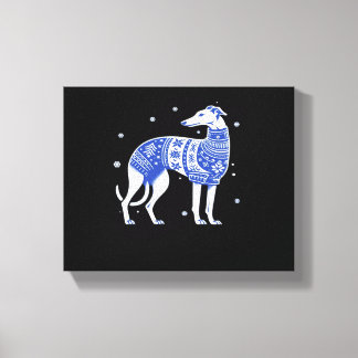 Christmas Greyhound Dog Wearing an Ugly Sweater Bl Canvastryck