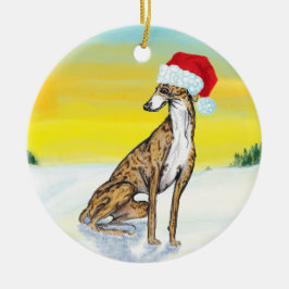 christmas greyhound julgransprydnad keramik