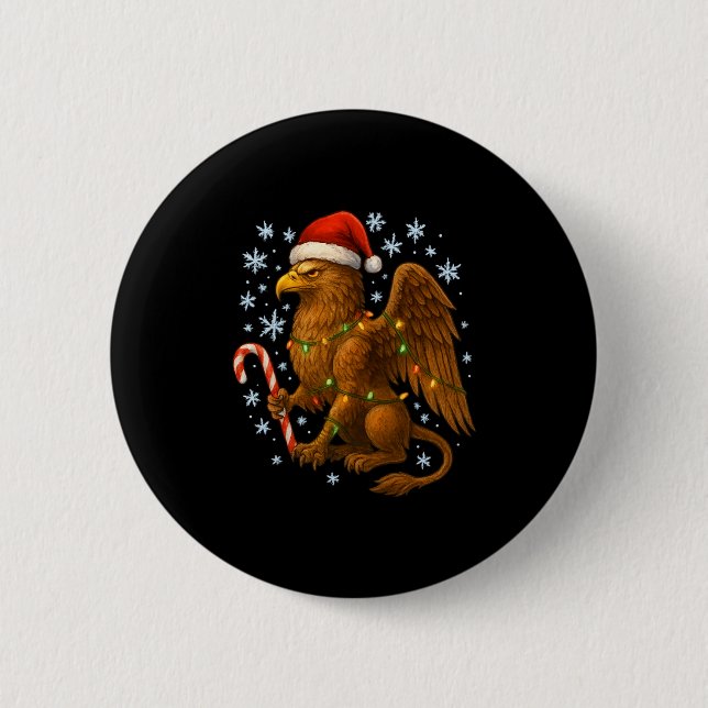 Christmas Griffin Magic Mythical Holiday Srit Long Knapp (Framsida)
