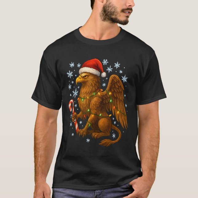 Christmas Griffin Magic Mythical Holiday Srit Long T Shirt (Framsida)