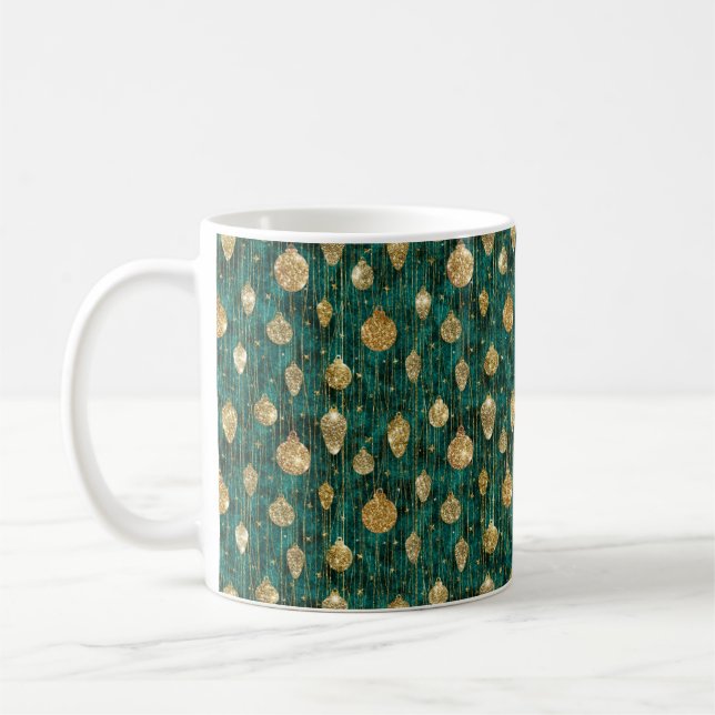 CHRISTMAS GRÖNT MED GULD HELGDAG ORNATIONS KAFFEMUGG (Vänster)