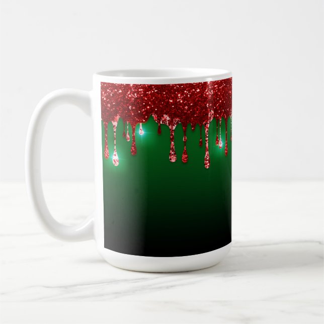 CHRISTMAS GRÖNT MED RED HELGDAG DRIP MÖNSTER KAFFEMUGG (Vänster)