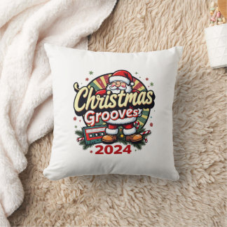 Christmas Grooves Retro Pillow: Cozy Holiday Nosta Kudde