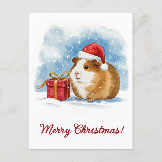 Christmas Guinea Pig Postcard Vykort (Framsida)